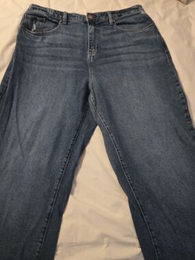 Lane Bryant Size 16 Mid Rise Loose Straight Flex Magic Waistband Distressed